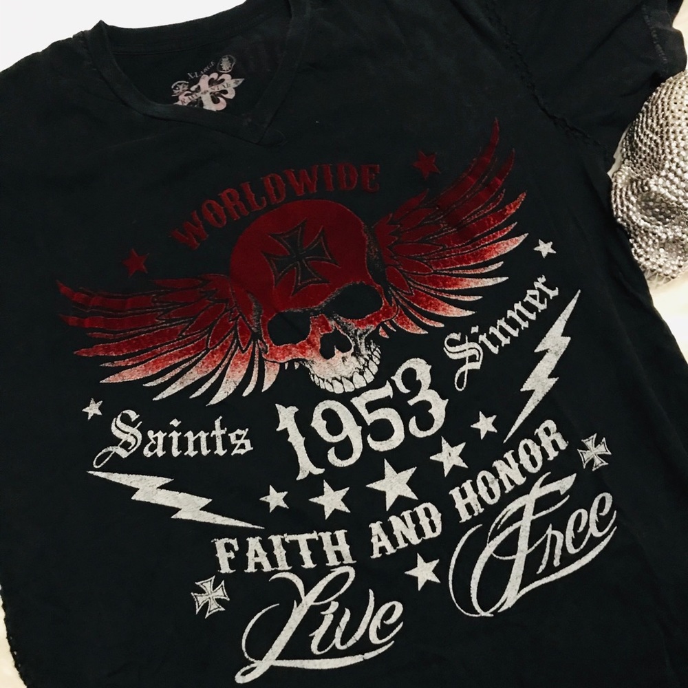 Raw State Live Free Skull tee